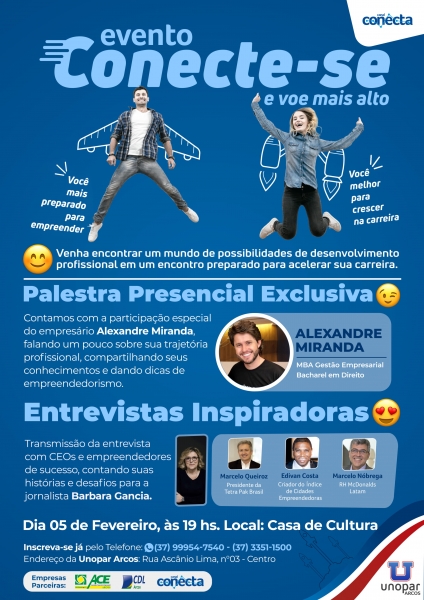 UNOPAR Arcos em parceria com a ACE/CDL trazem o Evento Conect-se e Voe mais Alto