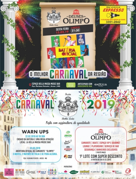 Bloco Deuses do Olimpo promete agitar seu carnaval