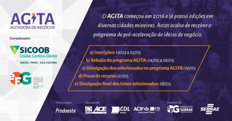Arcos recebe programa de pré-aceleração Agita do Sebrae MG