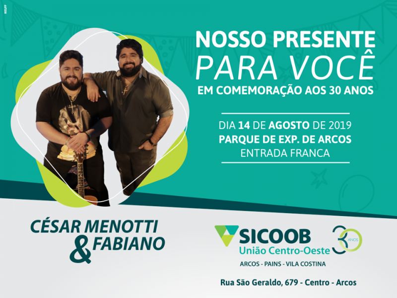 O aniversário é do Sicoob União Centro Oeste mas o presenteado é você