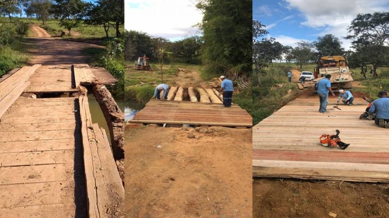 Ponte do Córrego da Raiz é reconstruída para oferecer segurança aos usuários