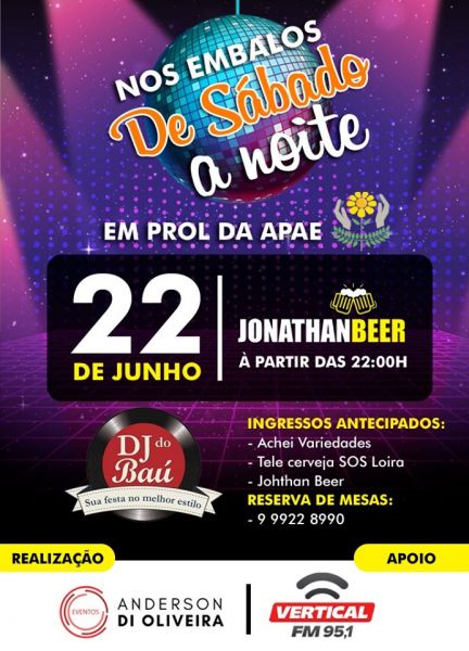 Neste sábado, venha curtir os Embalos de Sábado a Noite! 