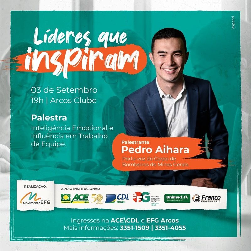 Movimenta EFG traz a Arcos Pedro Aihara, o porta-voz do Corpo de Bombeiros que atuou em Brumadinho, para uma palestra inspiradora