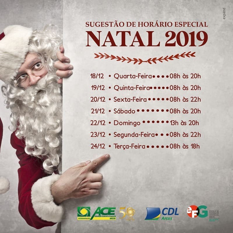 Natal chegando e com ele começa o horário especial dos comércios para melhor lhe atender, saiba a sugestão da ACE para 2019