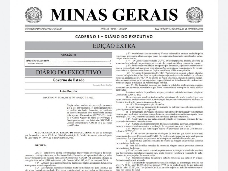 Governo de Minas cria Comitê Gestor contra novo coronavírus e suspende aulas da rede estadual