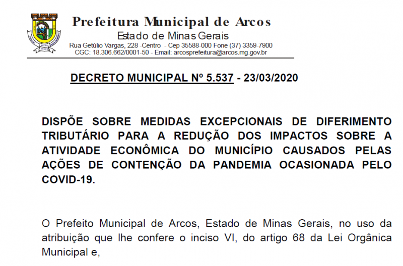 Complemento ao Decreto Municipal 5532/2020 traz medidas para a redução dos impactos sobre a atividade econômica do município