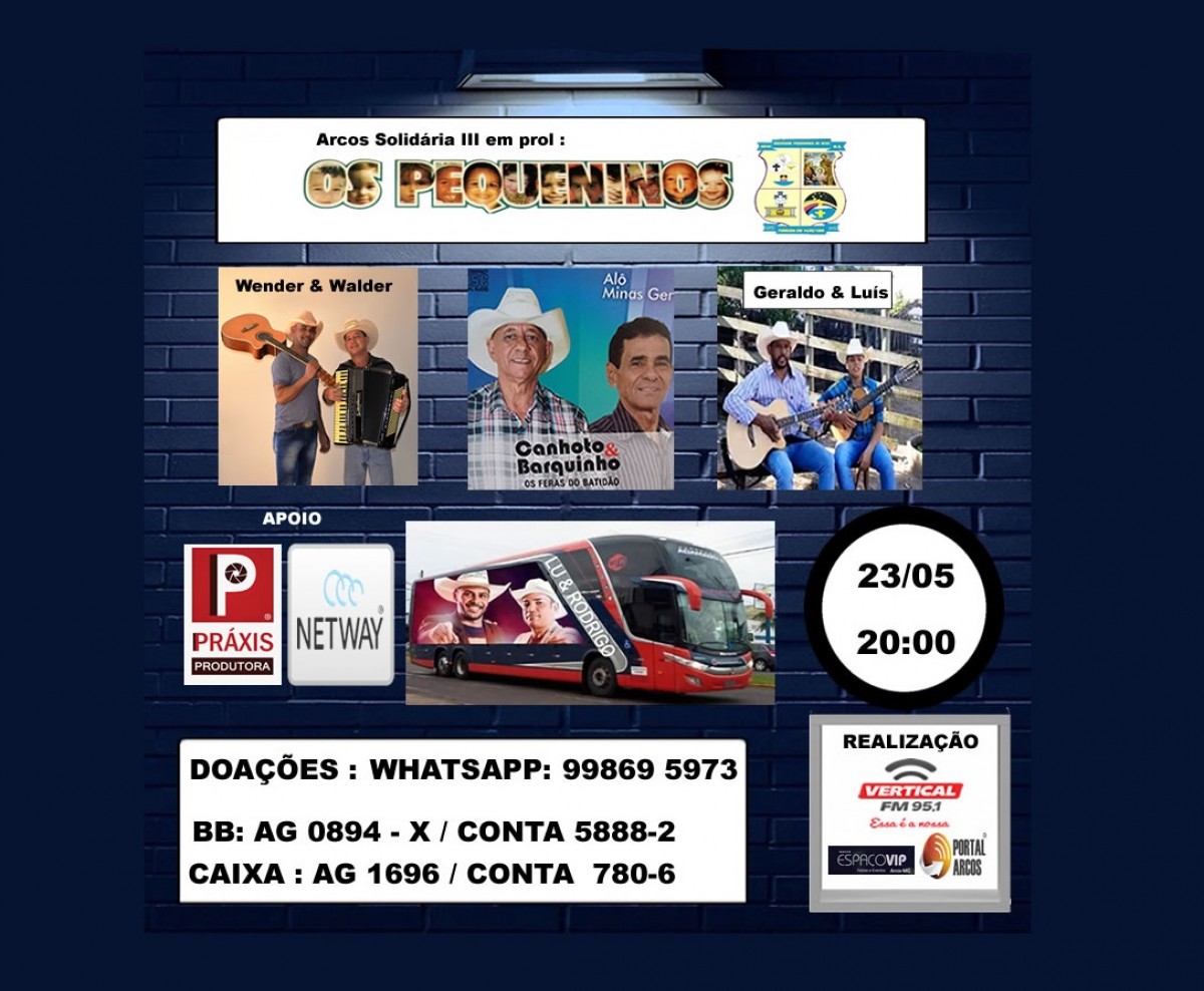 Dia 23 tem Live Solidária em prol da Creche Os Pequeninos