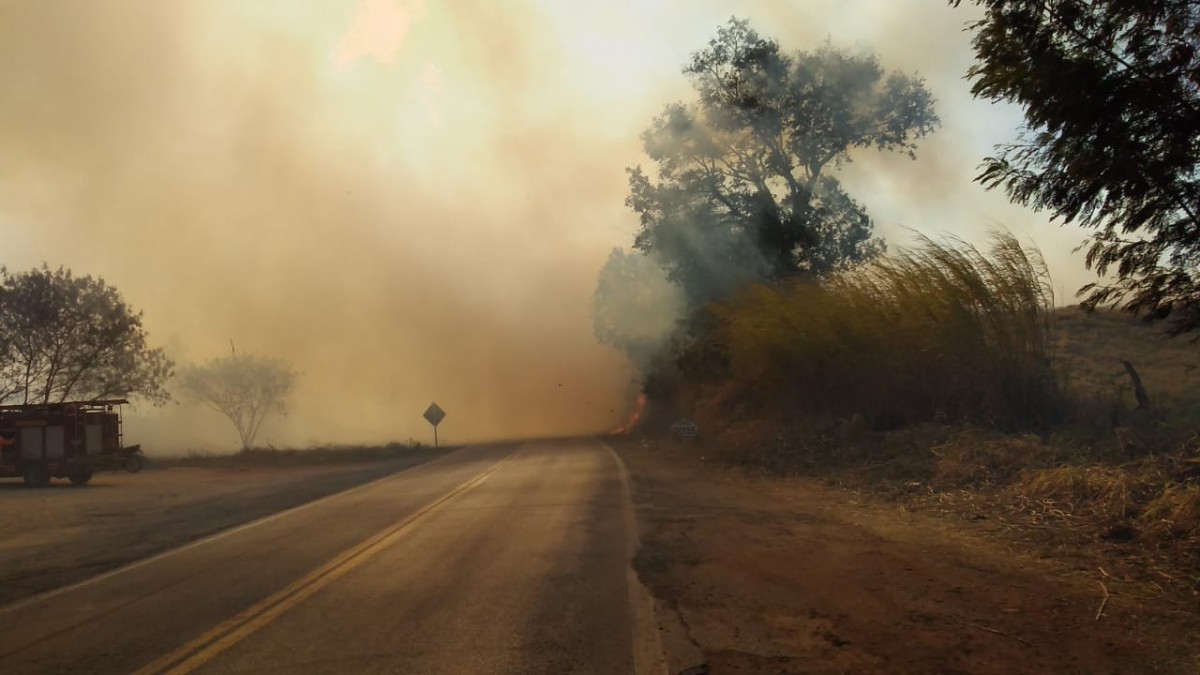 Região - Corpo de Bombeiros combatem incêndios na BR 354