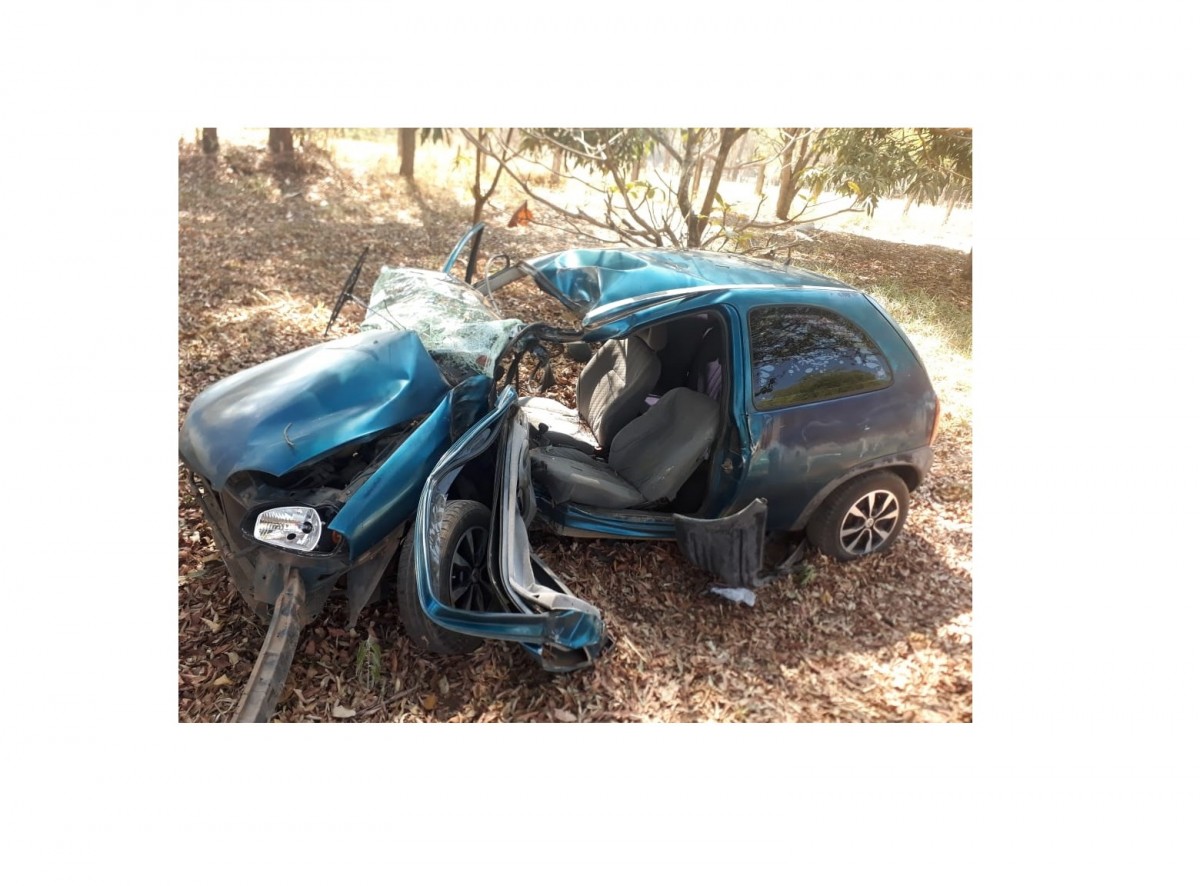 Carro bate em Árvore e deixa duas pessoas feridas na Mg 170