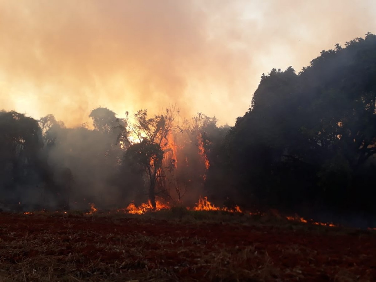 Incêndio de grandes proporções na comunidade do Olaria em Iguatama assustou os moradores no final de semana
