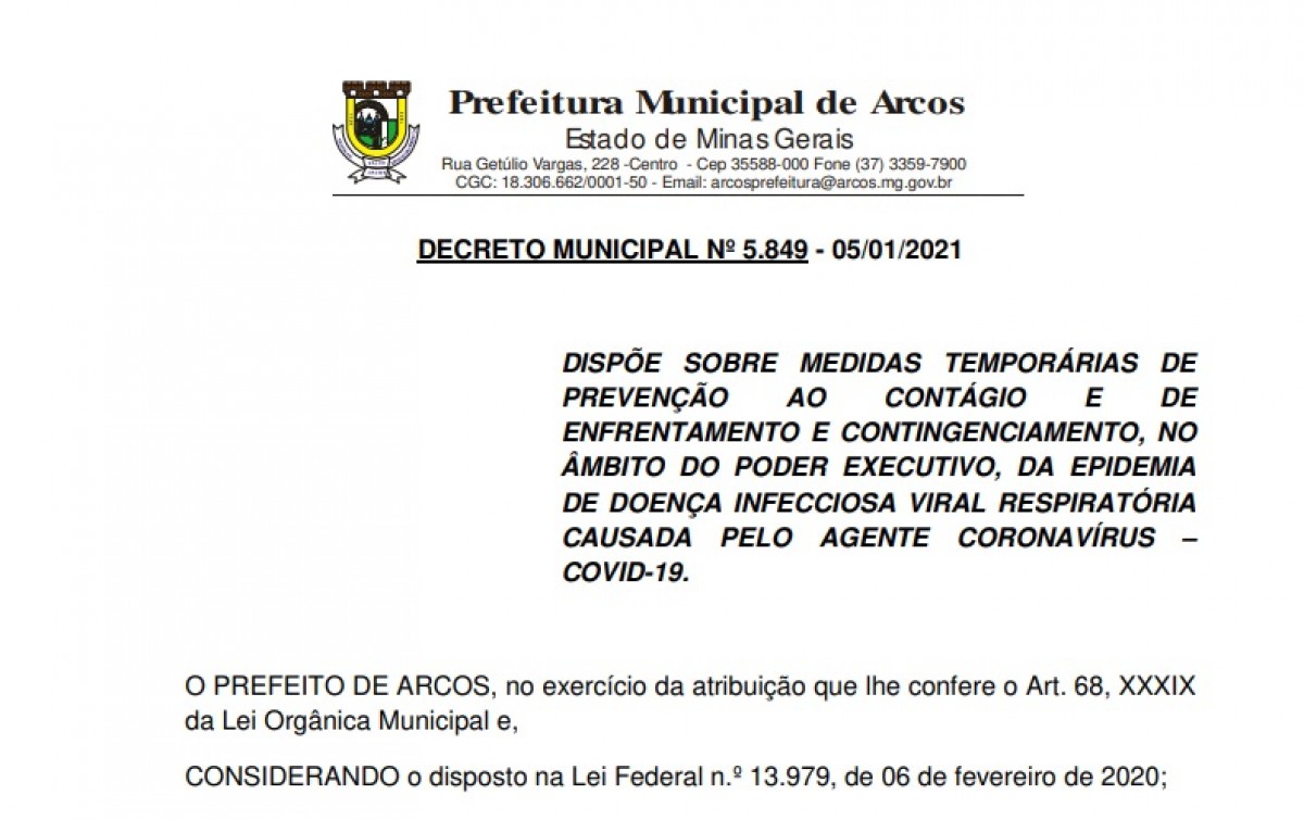 Publicado novo Decreto que trata sobre as novas medidas temporárias de enfrentamento do COVID-19