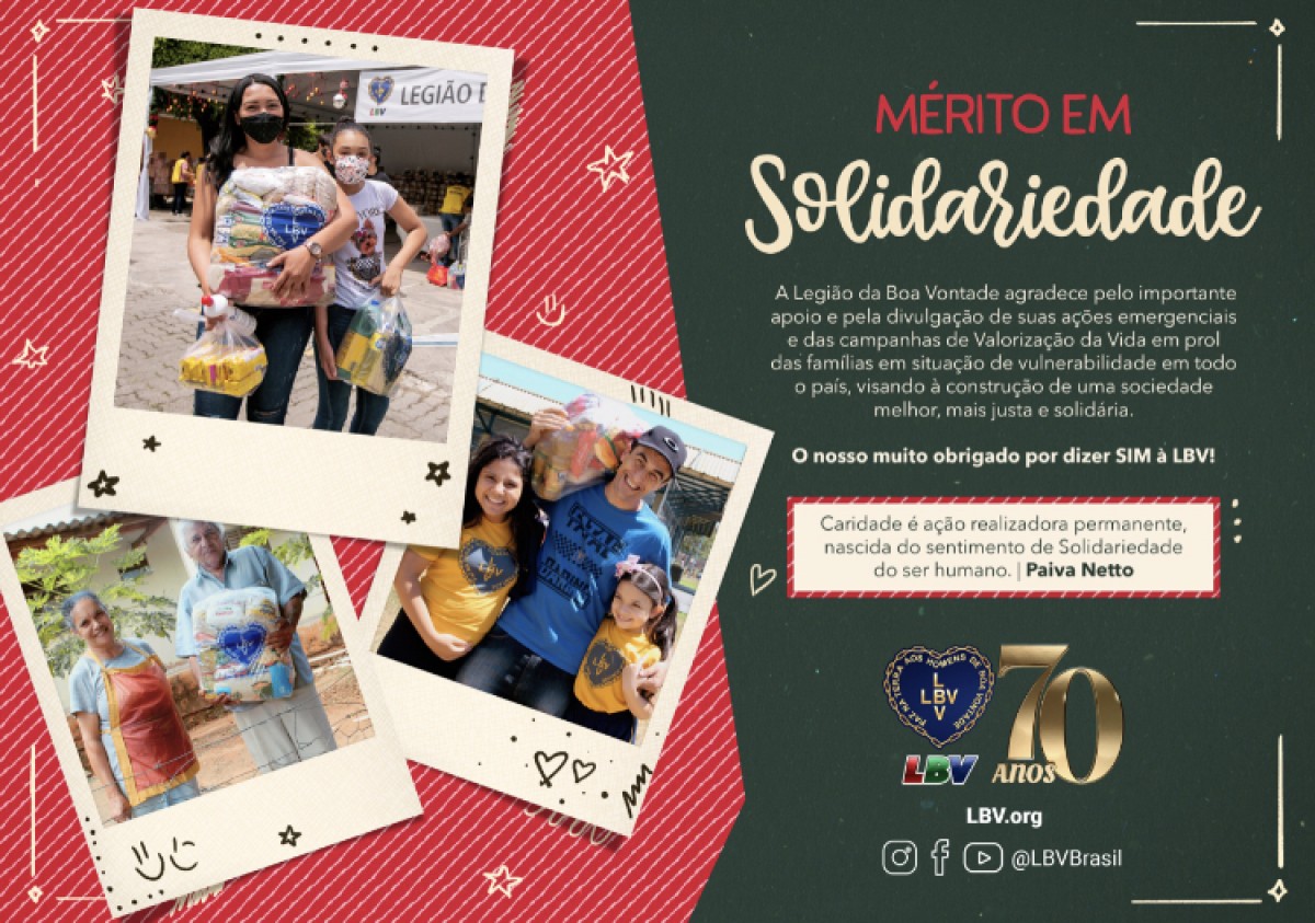 Combater a fome, conter a Covid-19 e levar esperança a milhares de famílias são algumas das realizações da LBV em 2020