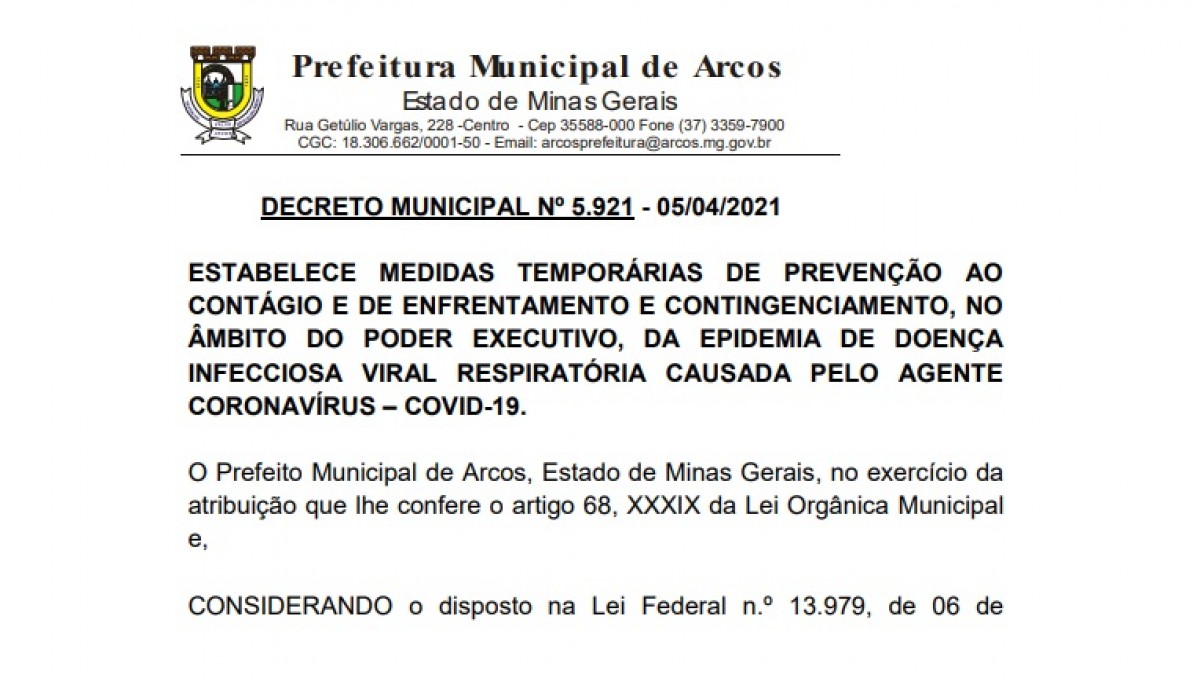 DECRETO MUNICIPAL Nº 5.921 - 05/04/2021