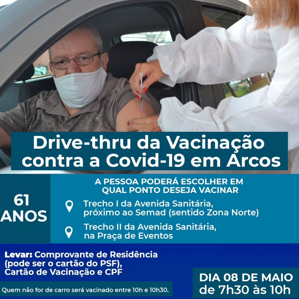COVID-19: NESTE SÁBADO (08) TEM VACINAÇÃO PARA IDOSOS DE 61 ANOS