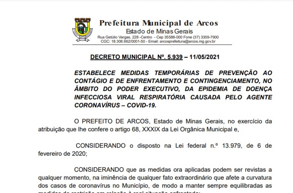DECRETO MUNICIPAL Nº. 5.939 – 11/05/2021