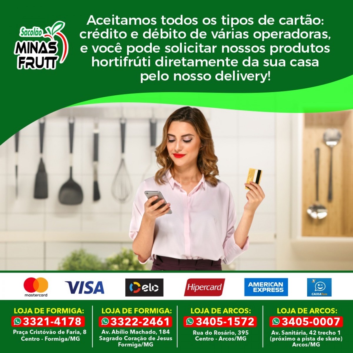 Facilidade em pagamento nas compras de frutas e verduras é no Minas Frutt