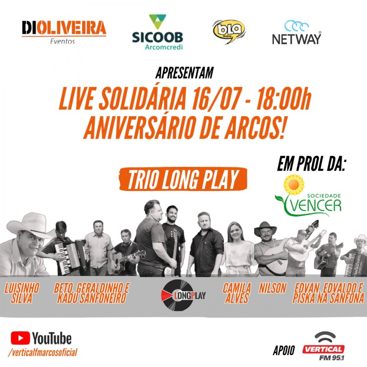 DiOliveira Eventos promove live solidária em prol da Sociedade Vencer no dia do aniversário de Arcos