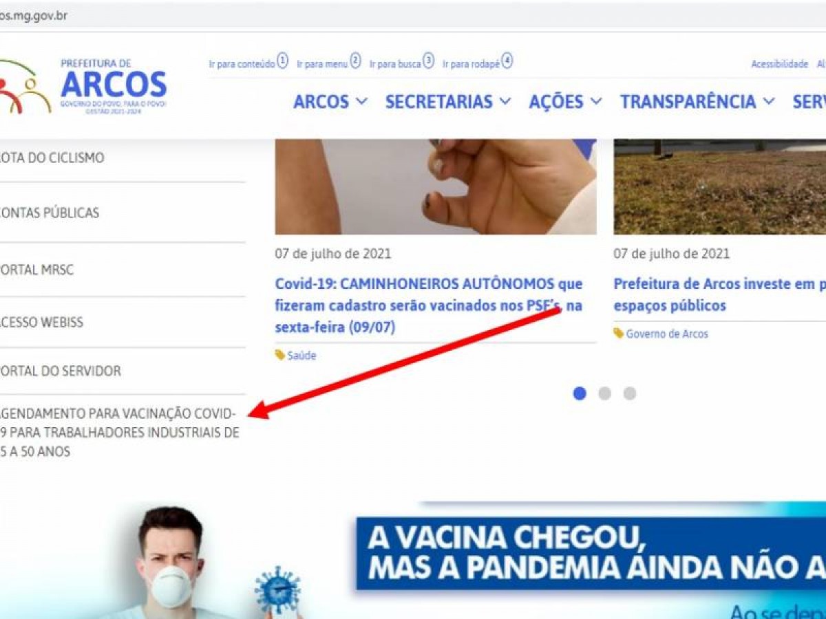 Vacinação Covid-19: Está aberto cadastro para Trabalhadores da Indústria (idade de 45 a 50 anos)