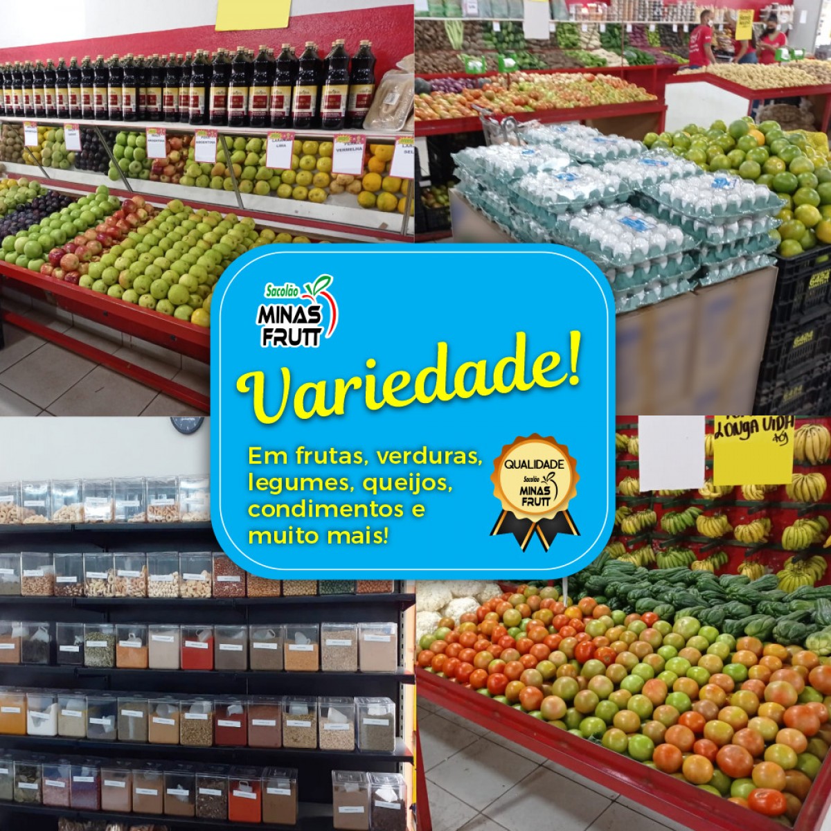 É variedade que você procura? Então vem para o Sacolão Minas Frutt