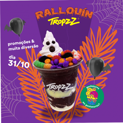 TROPZZ irá dar pote de açaí grátis no domingo de halloween, para as 30 primeiras pessoas quem forem fantasiadas á loja e mencionarem a promoção!