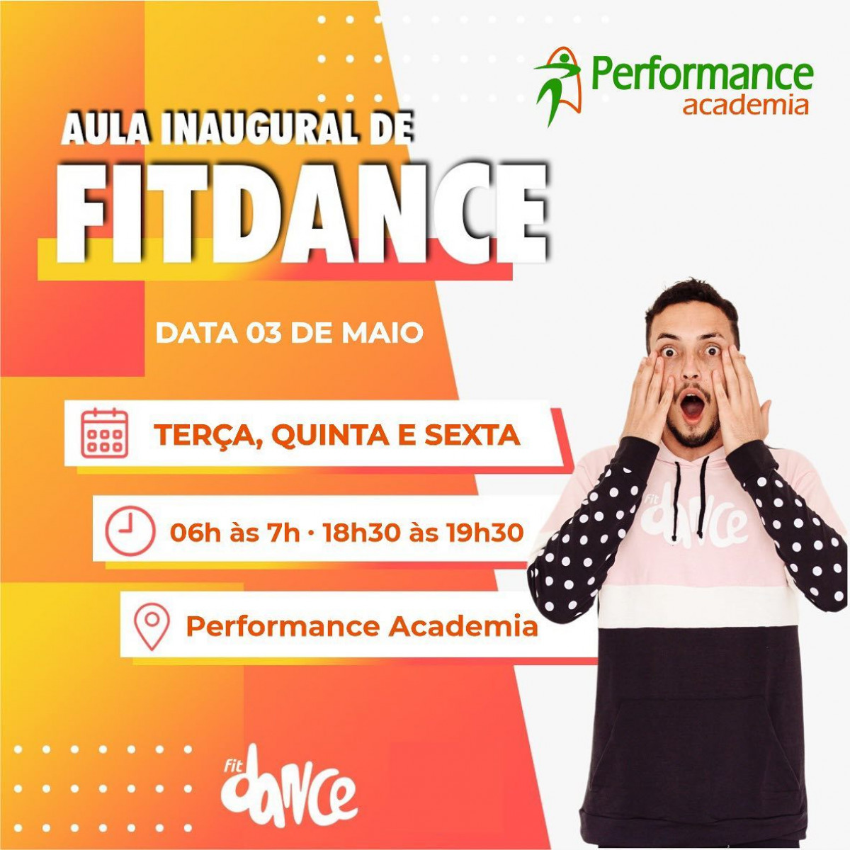 É amanhã, aula inaugural de Fit Dance na Performance Academia