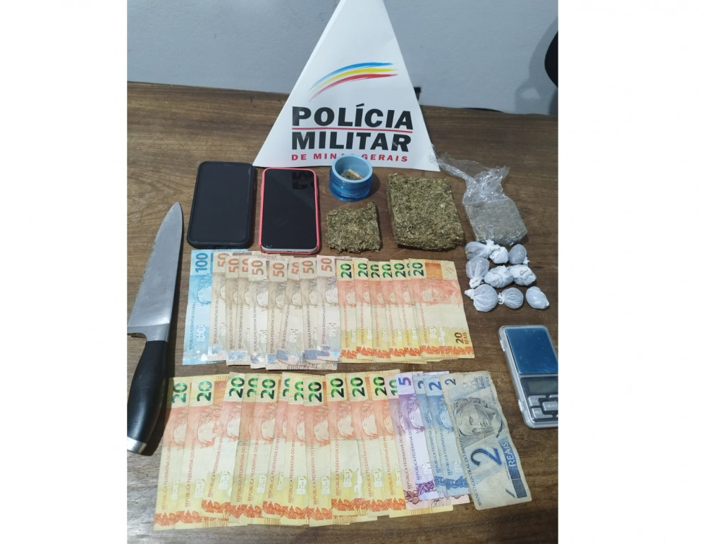 Polícia Militar apreende maconha e dinheiro e prende dois por tráfico de drogas