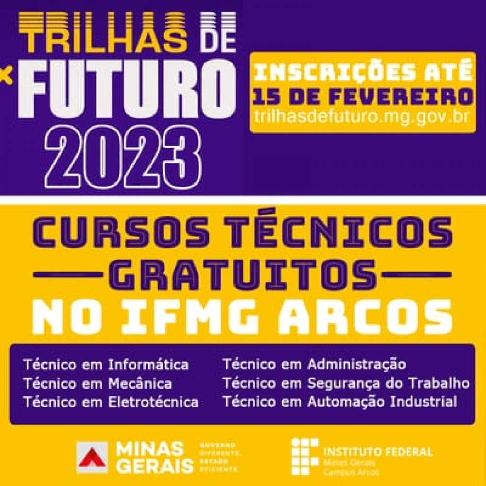 Inscrições para os cursos técnicos gratuitos do IFMG Arcos já podem ser feitas