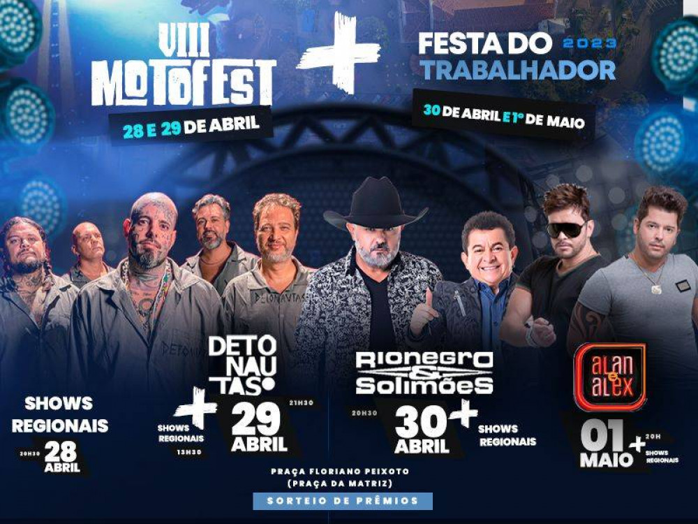 Prefeitura promoverá em Arcos VIII Motofest e Festa do Trabalhador