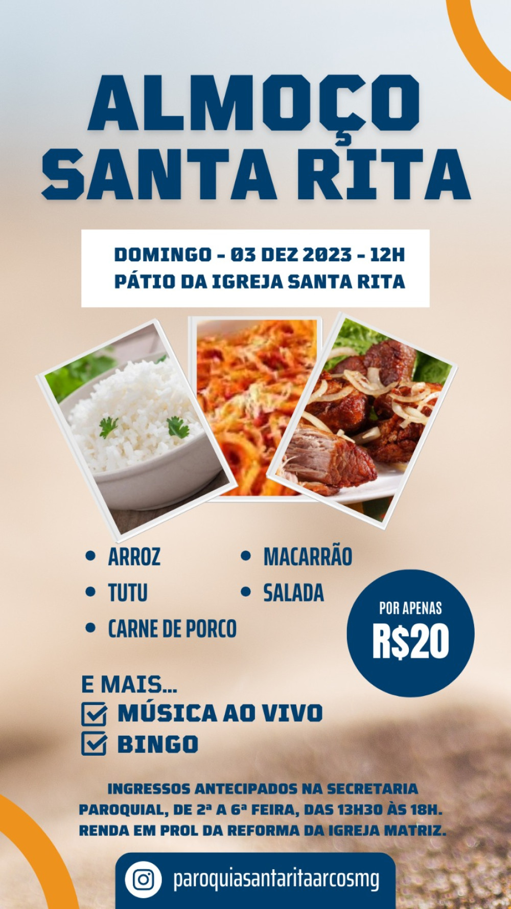 Paróquia Santa Rita promove almoço em prol de reforma da igreja