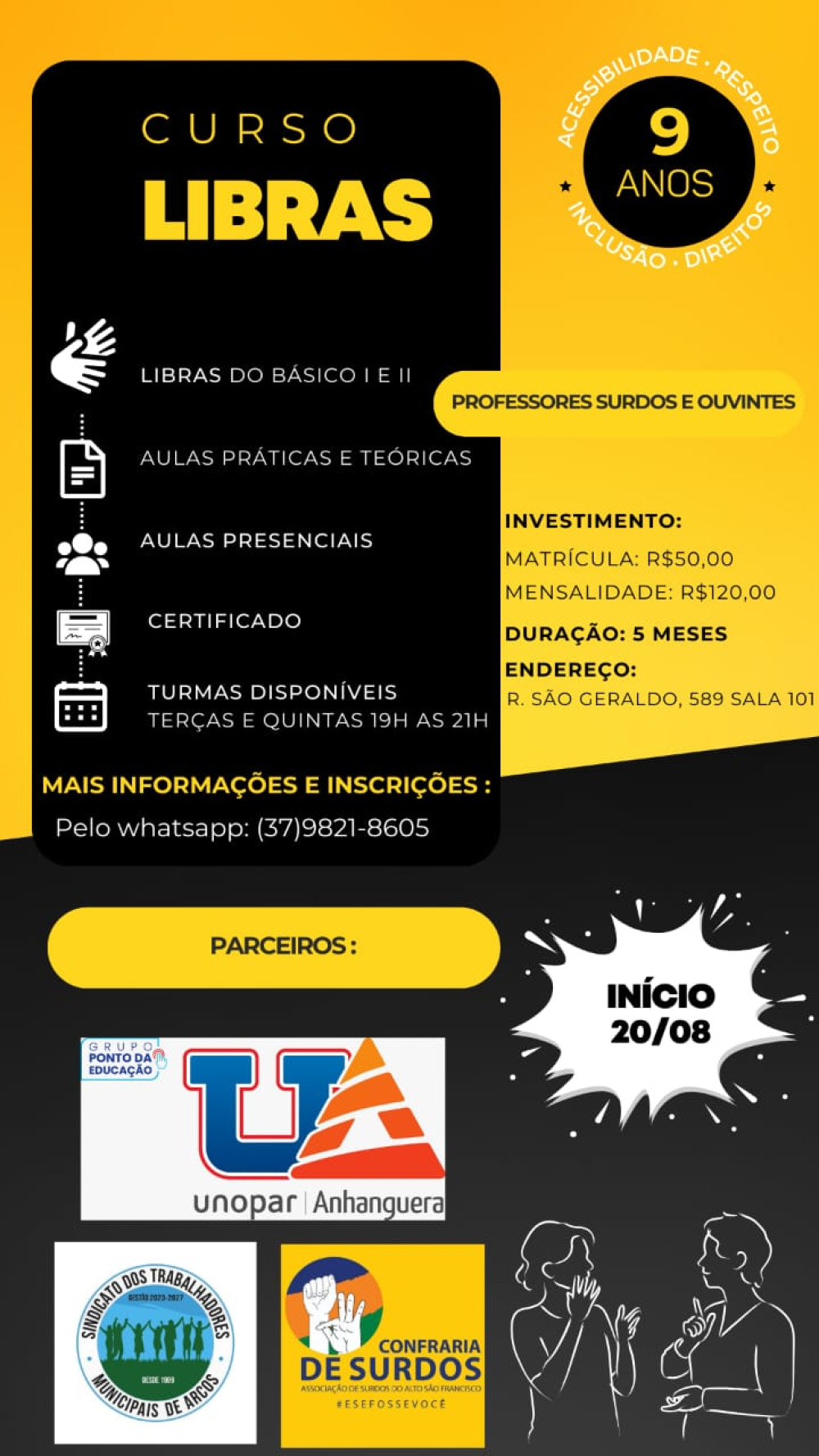 Confraria de Surdos divulga curso de Libras para servidores municipais e alunos/funcionários da UNOPAR