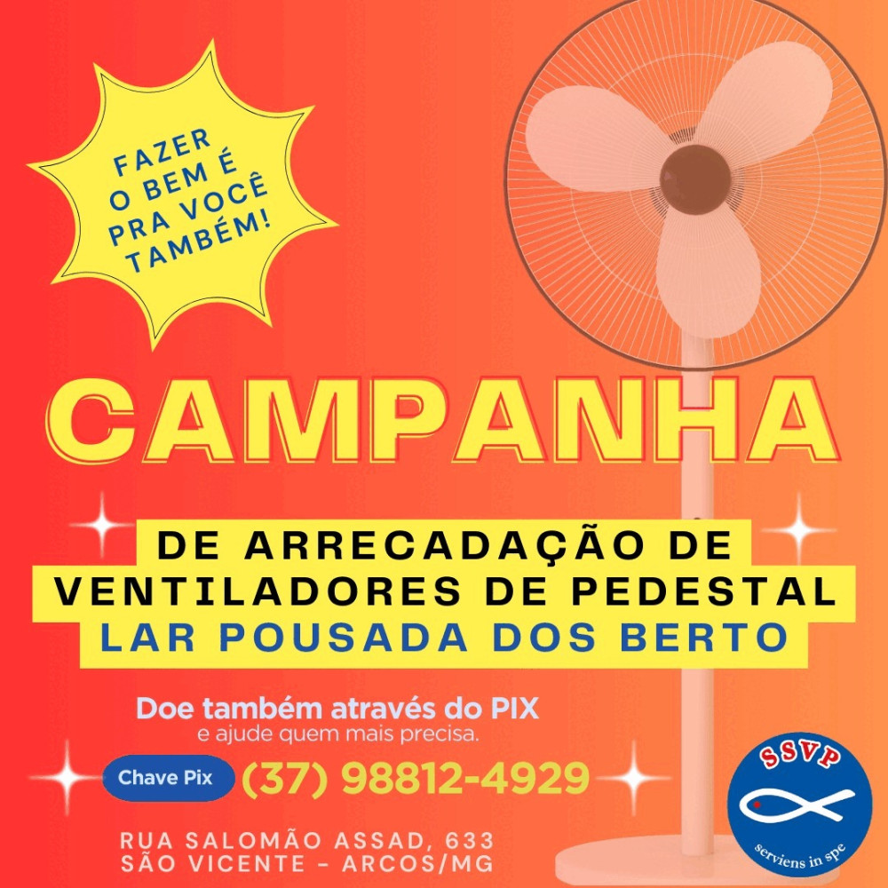Lar Pousada dos Berto relança “Campanha de Arrecadação de Ventiladores de Pedestal”