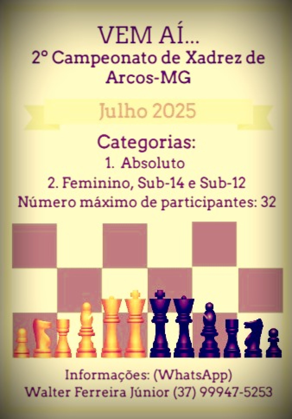 Vem aí o 2° Campeonato de Xadrez de Arcos!