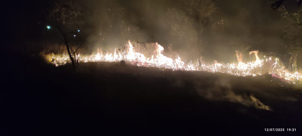 Bombeiros combatem incêndio em pastagem no Bairro Cidade Industrial