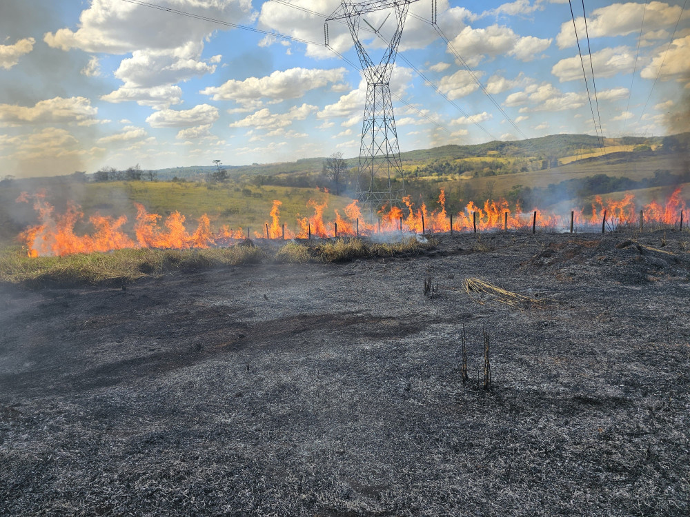 Incêndio em vegetação mobiliza Corpo de Bombeiros na BR-354 entre Formiga e Arcos
