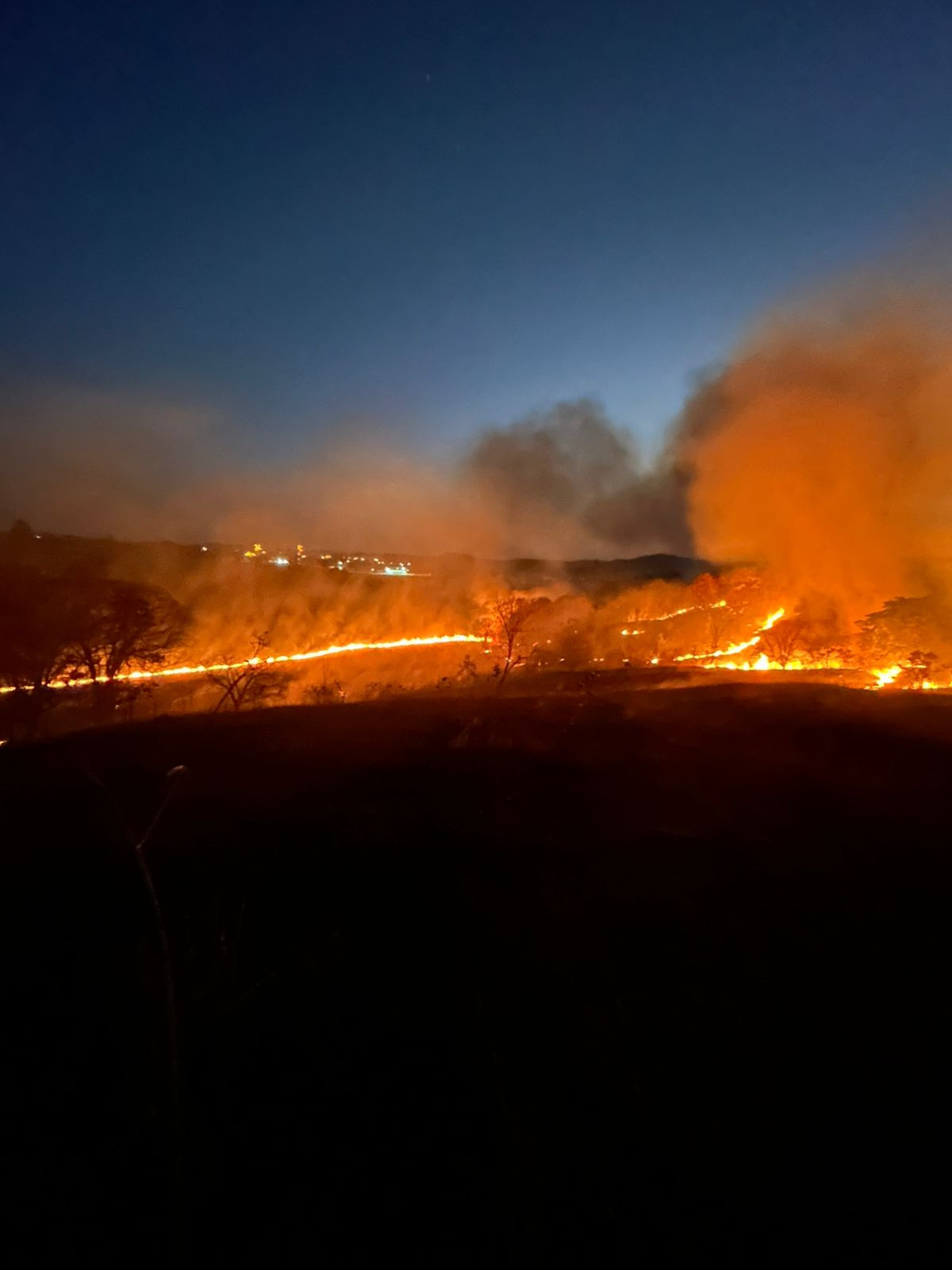 Bombeiros combatem incêndio em área de pastagem em Arcos