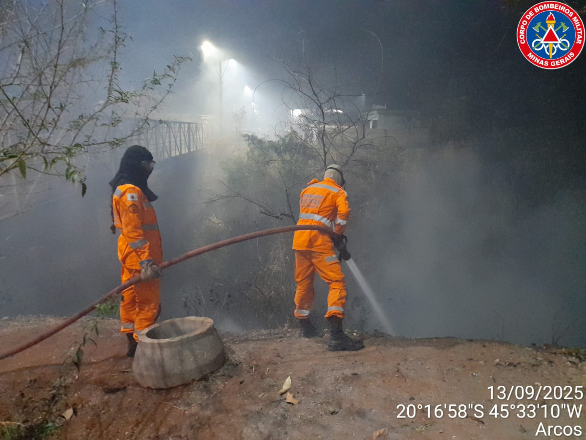 Fogo atinge área abaixo da passarela no Jardim Bela Vista