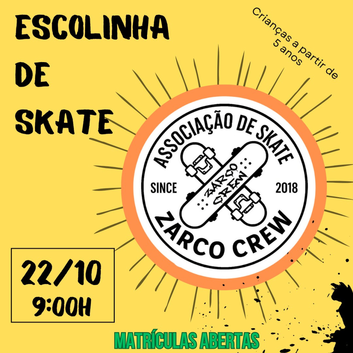 Projeto Somar e Zarco Crew trazem aulas de skate para crianças