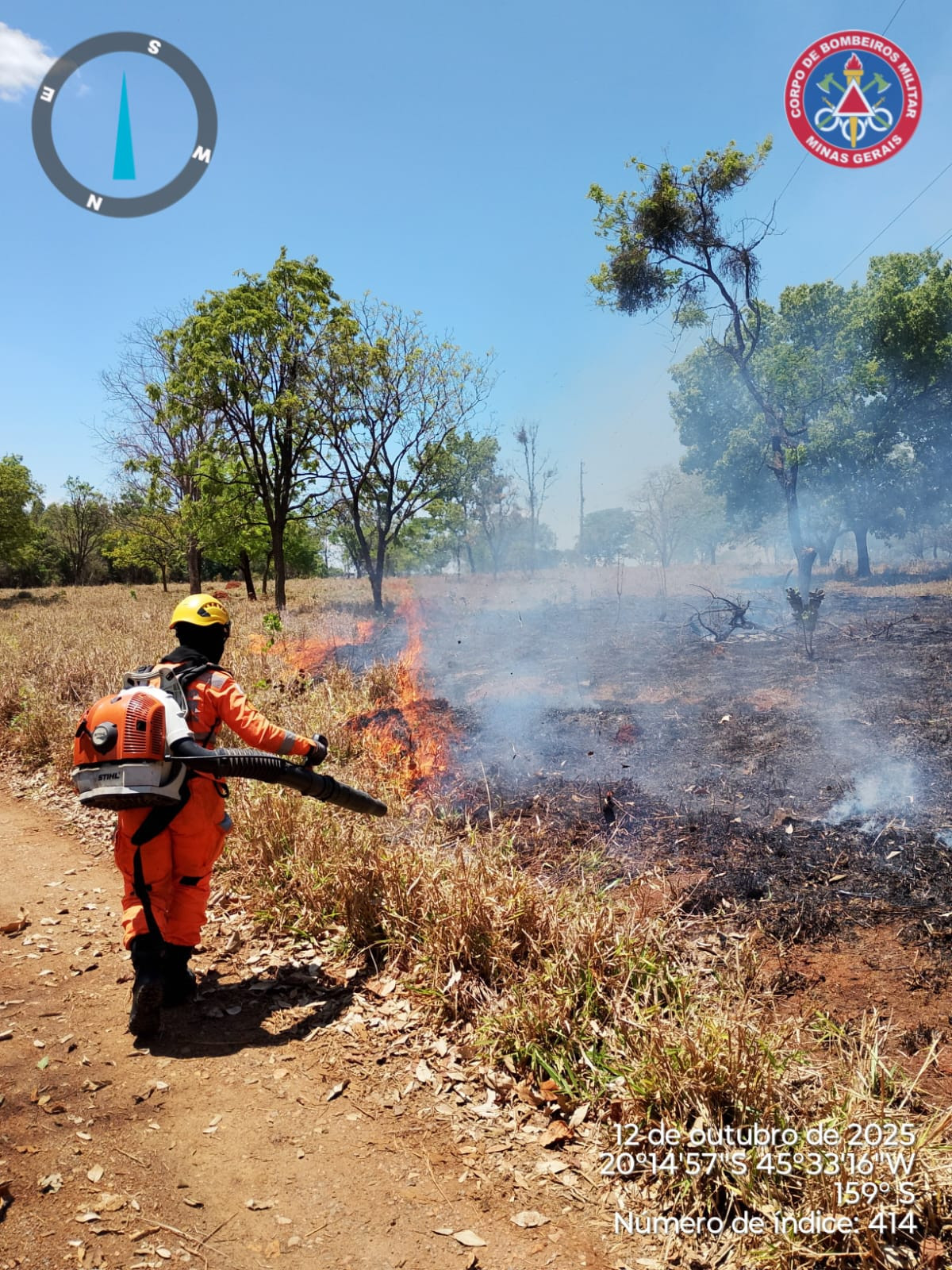 Incêndio às margens da MG-170 mobiliza bombeiros e voluntários