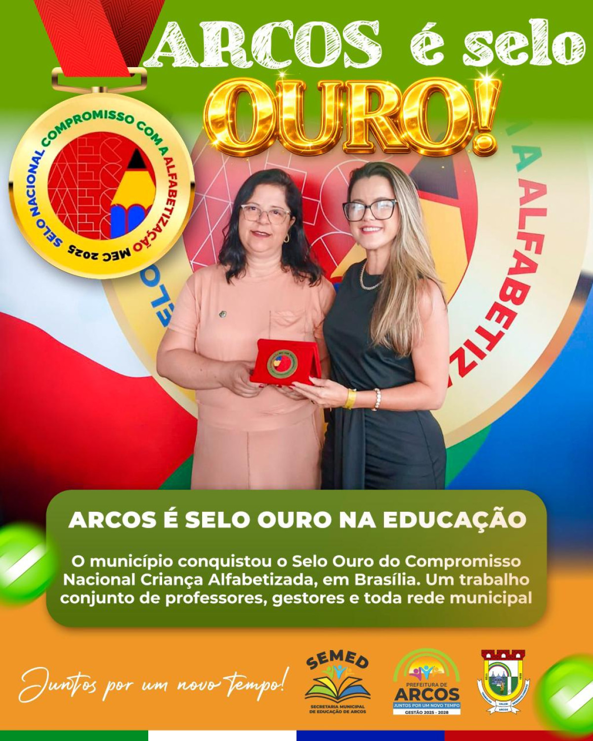 Selo Ouro destaca excelência da educação e da administração em Arcos
