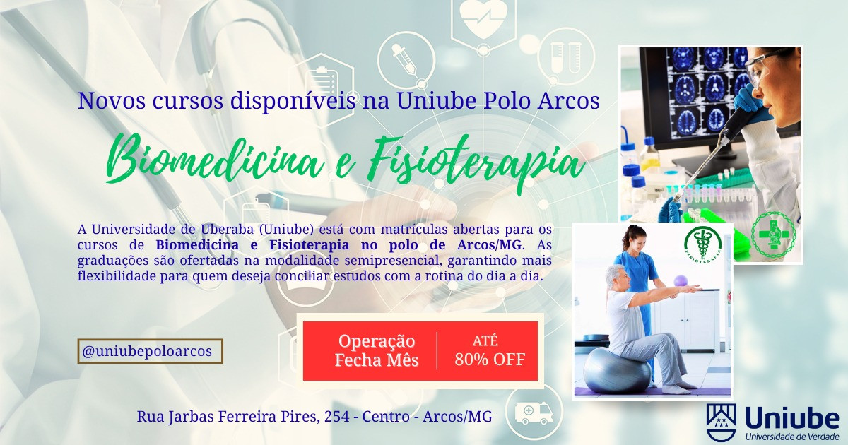 UNIUBE abre matrículas para cursos de Biomedicina e Fisioterapia em Arcos com condições especiais