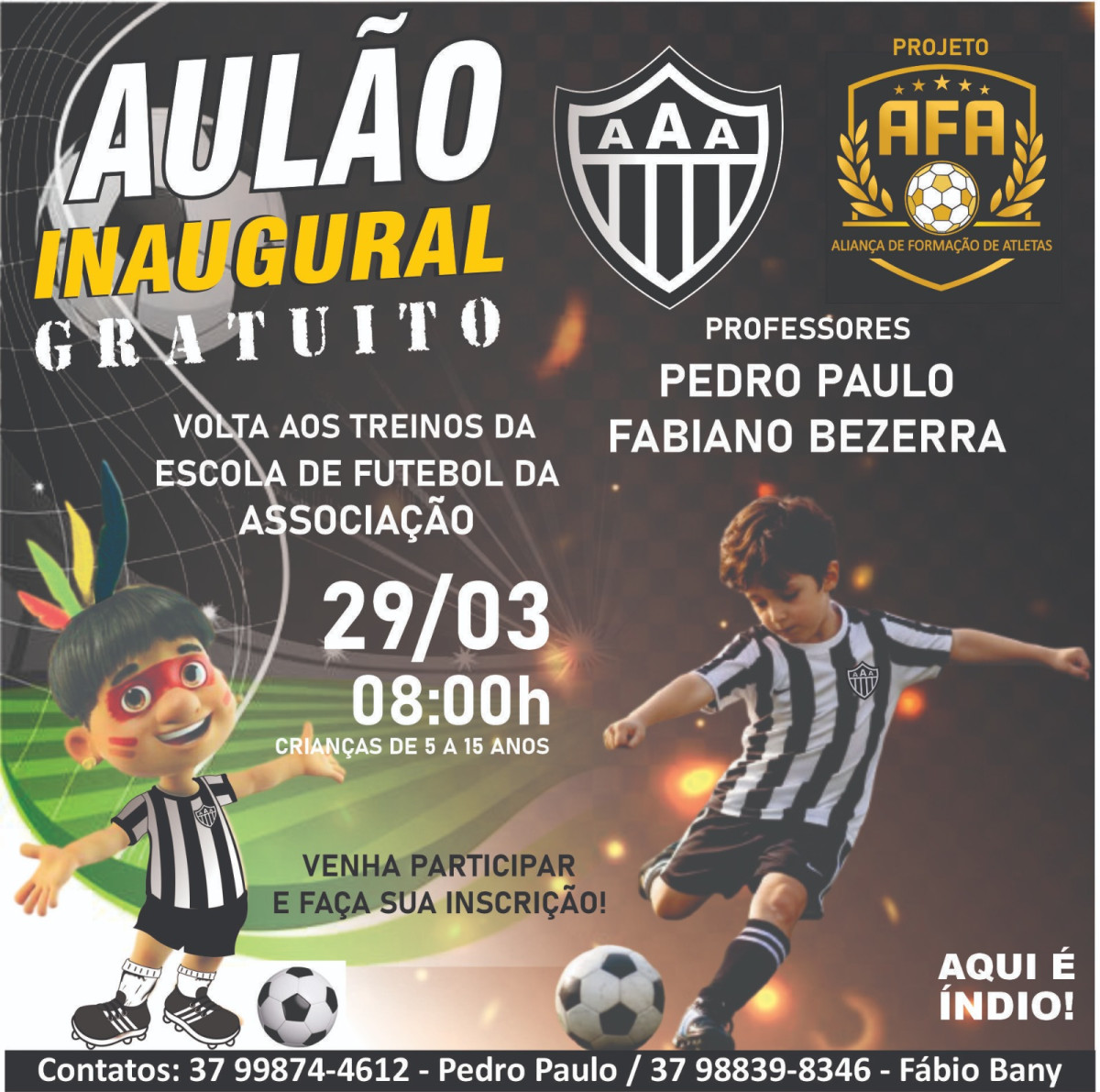 Associação retoma escolinha de futebol com aula inaugural gratuita neste domingo