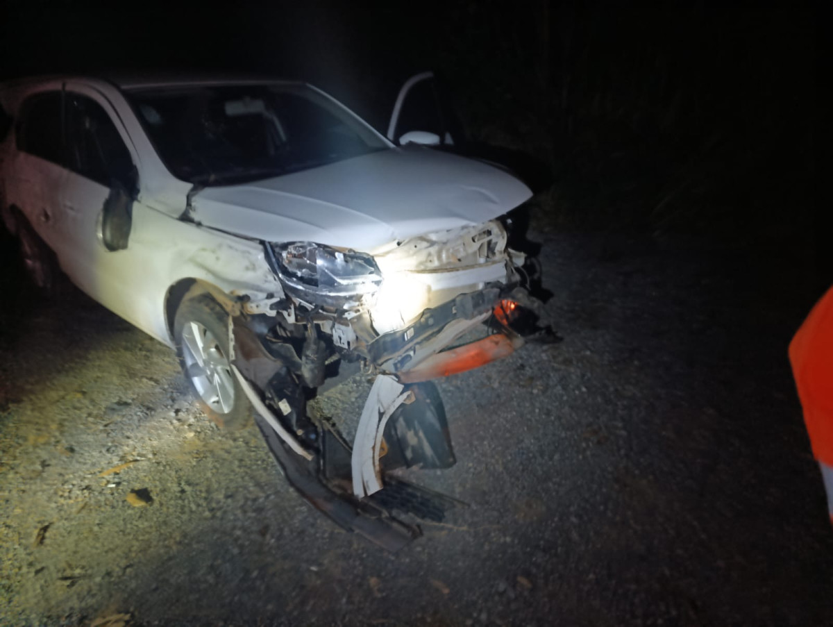 Perda de controle em curva provoca choque de veículo na BR‑354