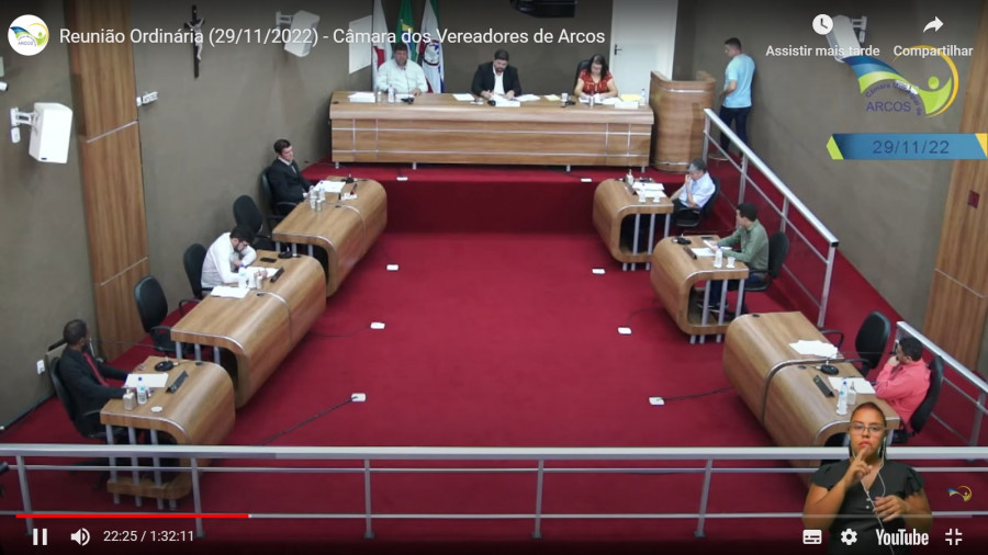 Reunião Ordinária (29/11/2022) - Câmara dos Vereadores de Arcos
