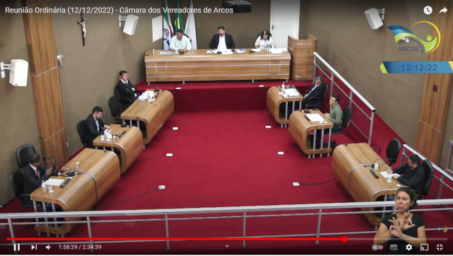 Reunião Ordinária (12/12/2022) - Câmara dos Vereadores de Arcos